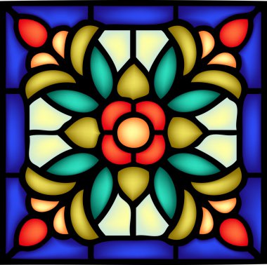 Gothic ornament  with flower in stained window clipart
