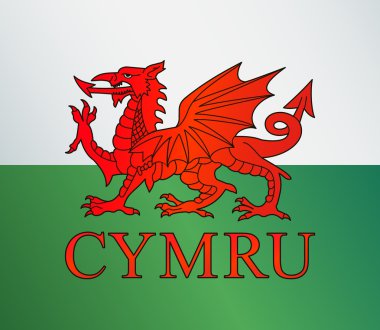 Flag of Wales with dragon clipart
