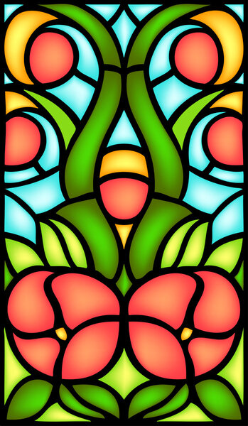 Абстрактная цветочная композиция в витражах
