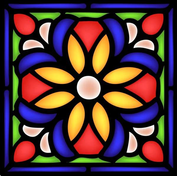 Gothic ornament  with flower in stained window — Stock Vector