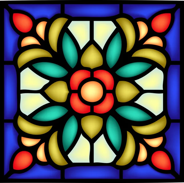 Gotisches Ornament mit Blume im Glasfenster — Stockvektor