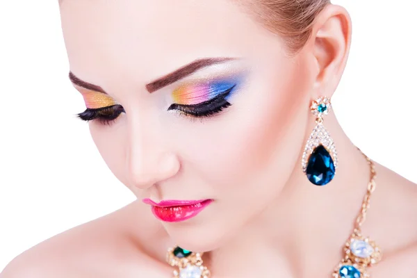 Portrait of a beautiful young girl with professional makeup — Stock Photo, Image