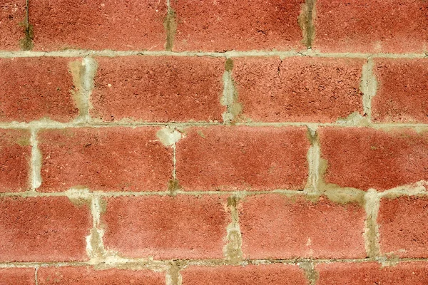 Tekstur dinding terbuat dari blok beton merah — Stok Foto