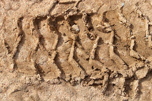 Background of tire track mark in the sand — Stock Photo, Image