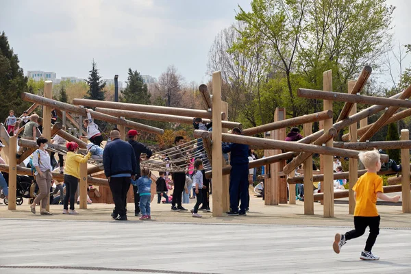 Almaty, Kazakhstan - April 18, 2021: children playing on the playground — Stock Photo, Image