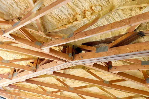 Wooden Frame Roof Building Energy Efficient Construction — Stock Photo, Image