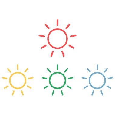 Sun icon set - simple flat design isolated on white background