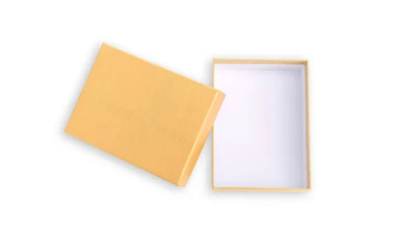 白色背景的金色礼品盒 — 图库照片