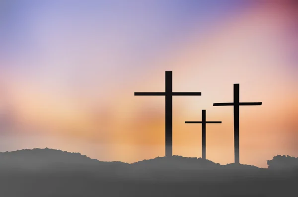 Blur silhouette the cross on blurred nature background. — Stock Photo, Image