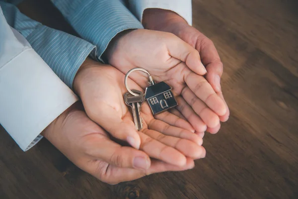 Hausschlüssel Konzept Hausschlüssel Für Neues Haus Hauskauf — Stockfoto