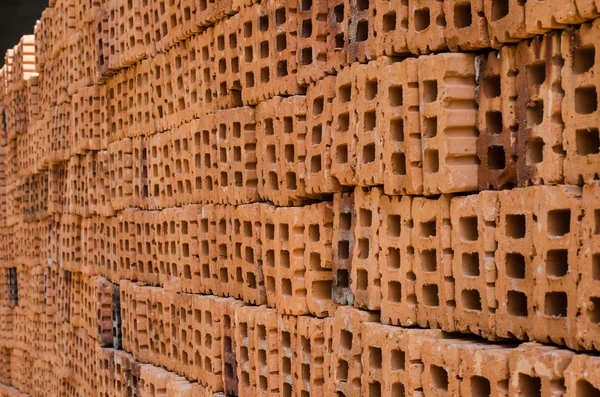 Orange bricks used in the construction — Stock Photo, Image