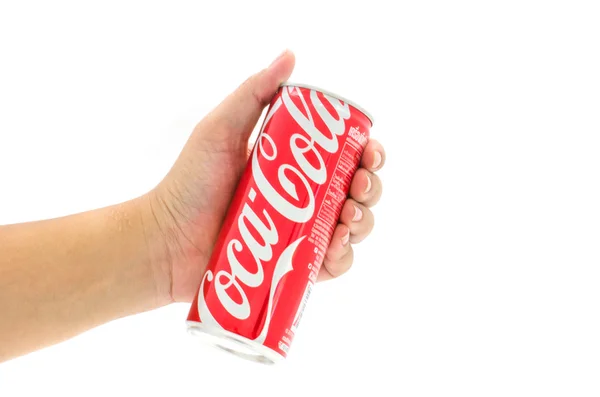 Lamphun, Thajsko - Listopad 18, 2014:Handle koksu plechovky, Coca-Cola na Royalty Free Stock Obrázky