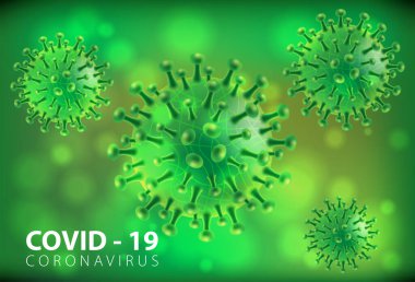 Coronavirus hastalığı COVID-19 enfeksiyonu tıbbi olarak izole edildi. Çin patojen solunum yolu gribi covid virüs hücreleri. Coronavirus hastalığının resmi adı COVID-19, vektör illüstrasyonu