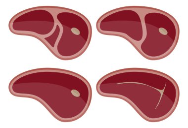 Et Bifteği İkonları. Vektör illüstrasyonu