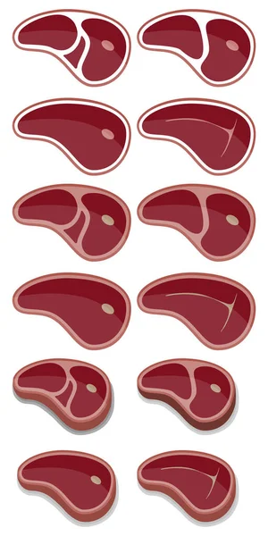 Set Icone Carne Manzo Illustrazione Vettoriale — Vettoriale Stock