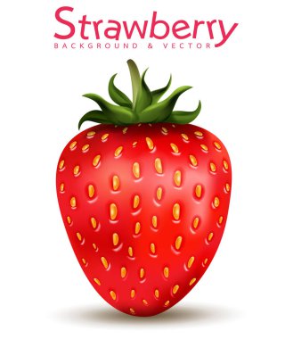 Çilekli. Tatlı meyve. 3d vektör simgeleri ayarlandı. Gerçekçi çizim
