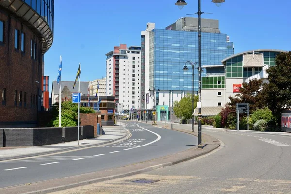 Paesaggio Urbano Covid Cardiff City Centre Lockdown Cardiff City Centre — Foto Stock