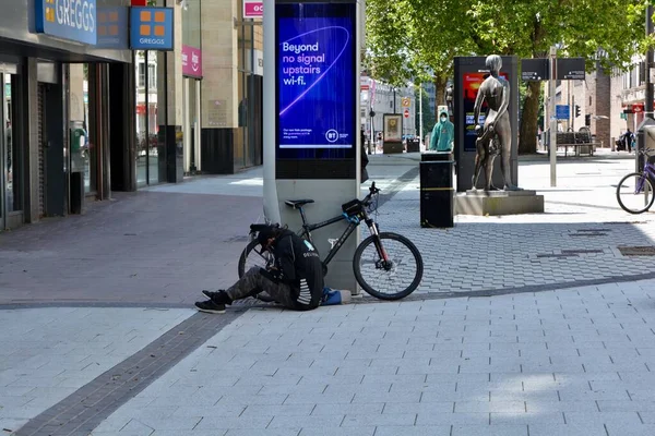 Urban Landscape Covid Cardiff City Centrum Wales Lockdown Cardiff City — Stock fotografie