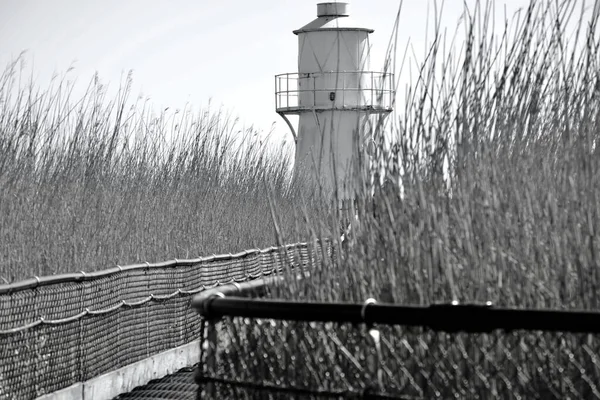 The lighthouse at Newport Wetlands Nature Reserve, reclaimed industrial land established in 2000 to mitigate losses of wildlife habitat when the Cardiff Bay Barrage scheme was undertaken