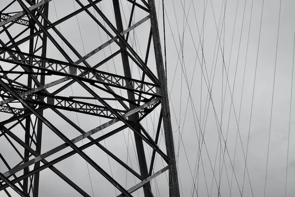 Image Gros Plan Noir Blanc Une Section Pont Transport Newport — Photo