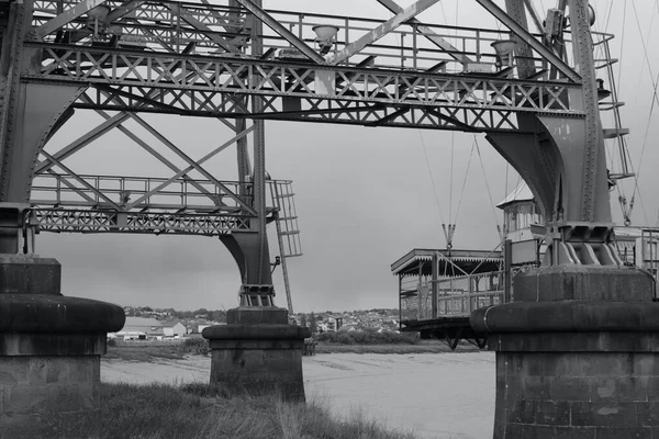 Image Gros Plan Noir Blanc Une Section Pont Transport Newport — Photo