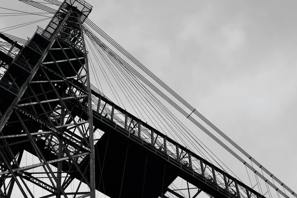 Image Gros Plan Noir Blanc Une Section Pont Transport Newport — Photo