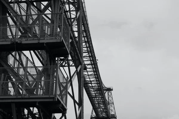 Image Gros Plan Noir Blanc Une Section Pont Transport Newport — Photo