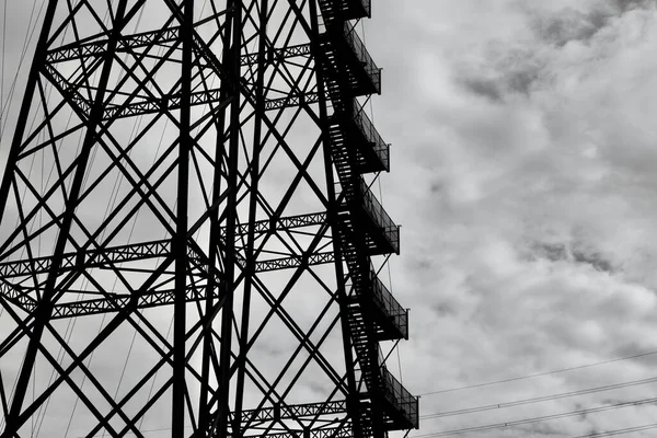 Czarno Biały Obraz Zbliżeniowy Odcinka Newport Transporter Bridge Zbudowany 1902 — Zdjęcie stockowe