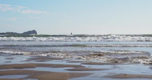 Llangennith Ein Großartiger Surfstrand Auf Der Gower Peninsula Südwesten Von — Stockvideo