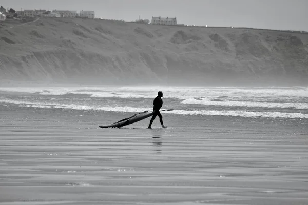 Llangennith Gower Peninsula Swansea Wales Kempy Plážové Parkoviště Otevřené Surfaři — Stock fotografie