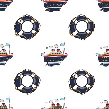 çocukça gemiyle gezmek sandal ve lifebuoys 