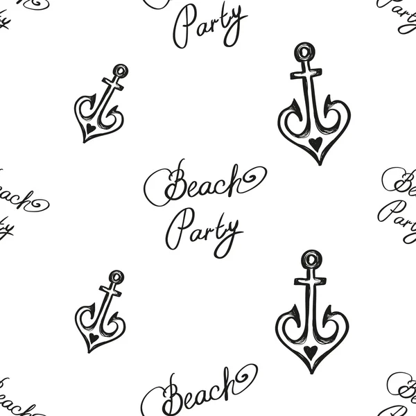 Beach party pattern with anchors — Stock Vector