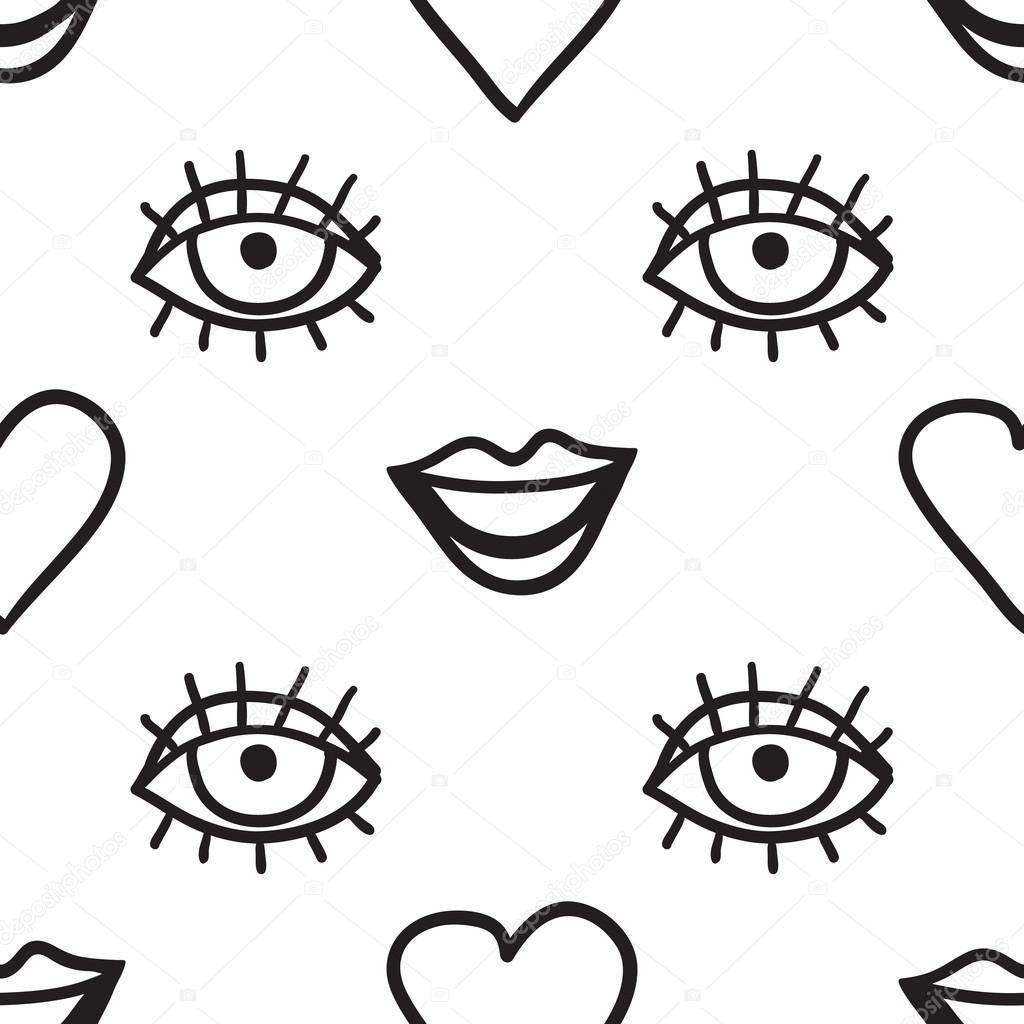 Seamless lips pattern,vector illustration