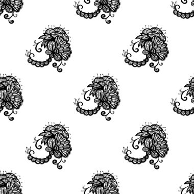 Klasik çiçek öğeleri desen