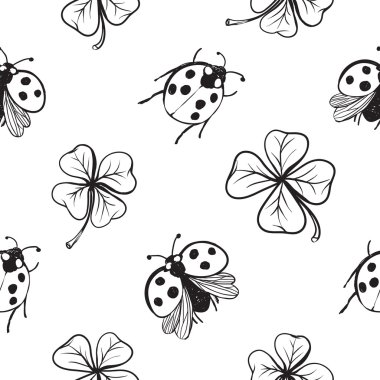 ladybugs ve yonca yaprağı deseni 