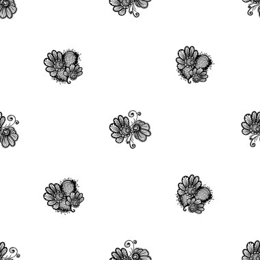 El çizimi çiçek deseni