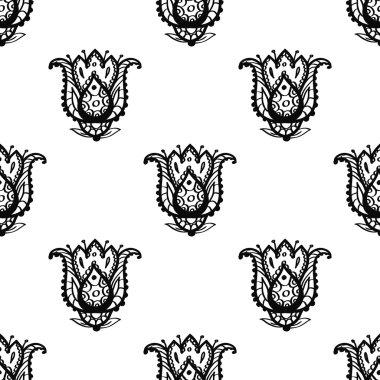 El çizimi çiçek deseni