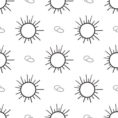sevimli çizgi güneşler ve bulutlar 