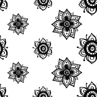 El çizimi çiçek deseni