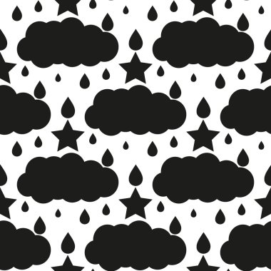 bulut ve yıldız dikişsiz desen