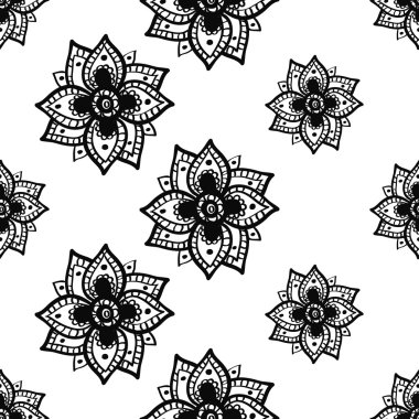 El çizimi çiçek deseni