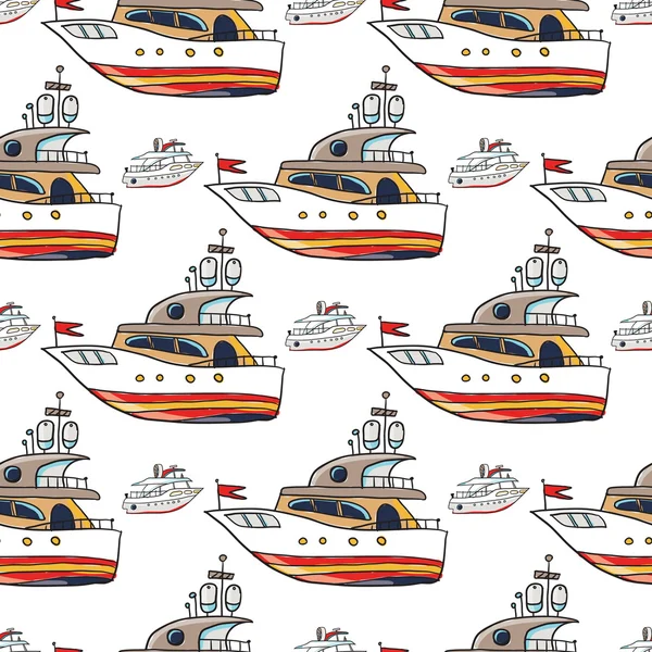 Marina mönster med båtar — Stock vektor
