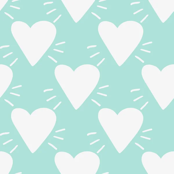 Söta tecknade vita hjärtan mönster — Stock vektor