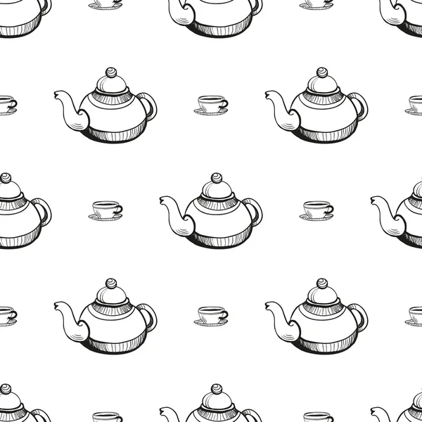Tassen und Teekannen — Stockvektor