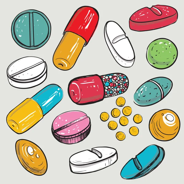 Pills set pattern — Stock Vector