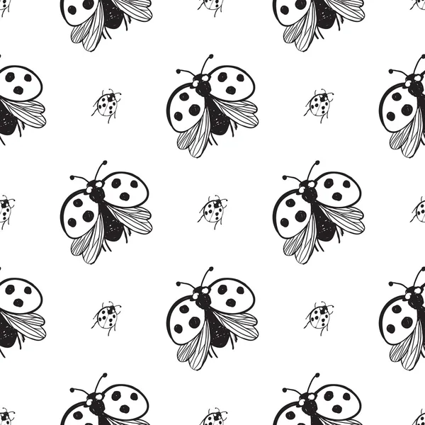 Coccinelles modèle sans couture — Image vectorielle