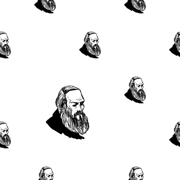 Croquis fyodor dostoevsky motif sans couture — Image vectorielle