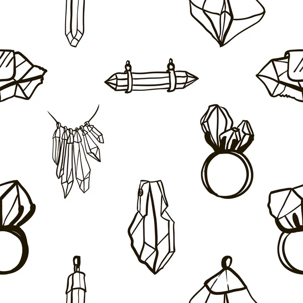 Joyería con cristales patrón sin costura — Archivo Imágenes Vectoriales
