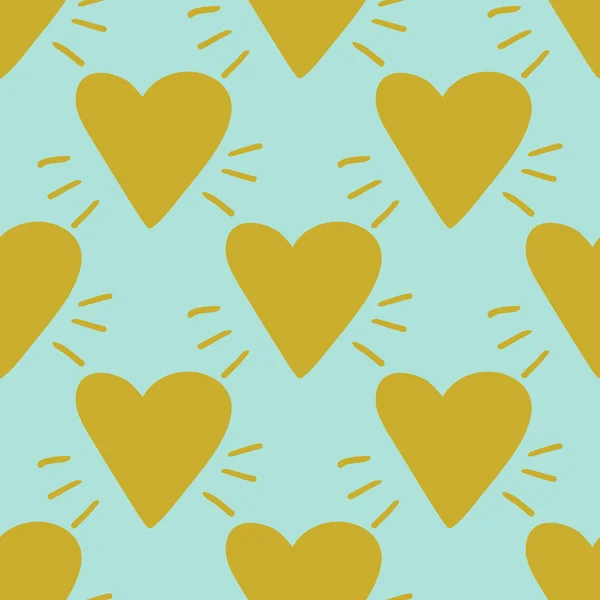귀여운 만화 노란색 하트 패턴 — 스톡 벡터