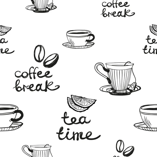 Teezeit oder Kaffeepause Hintergrund — Stockvektor